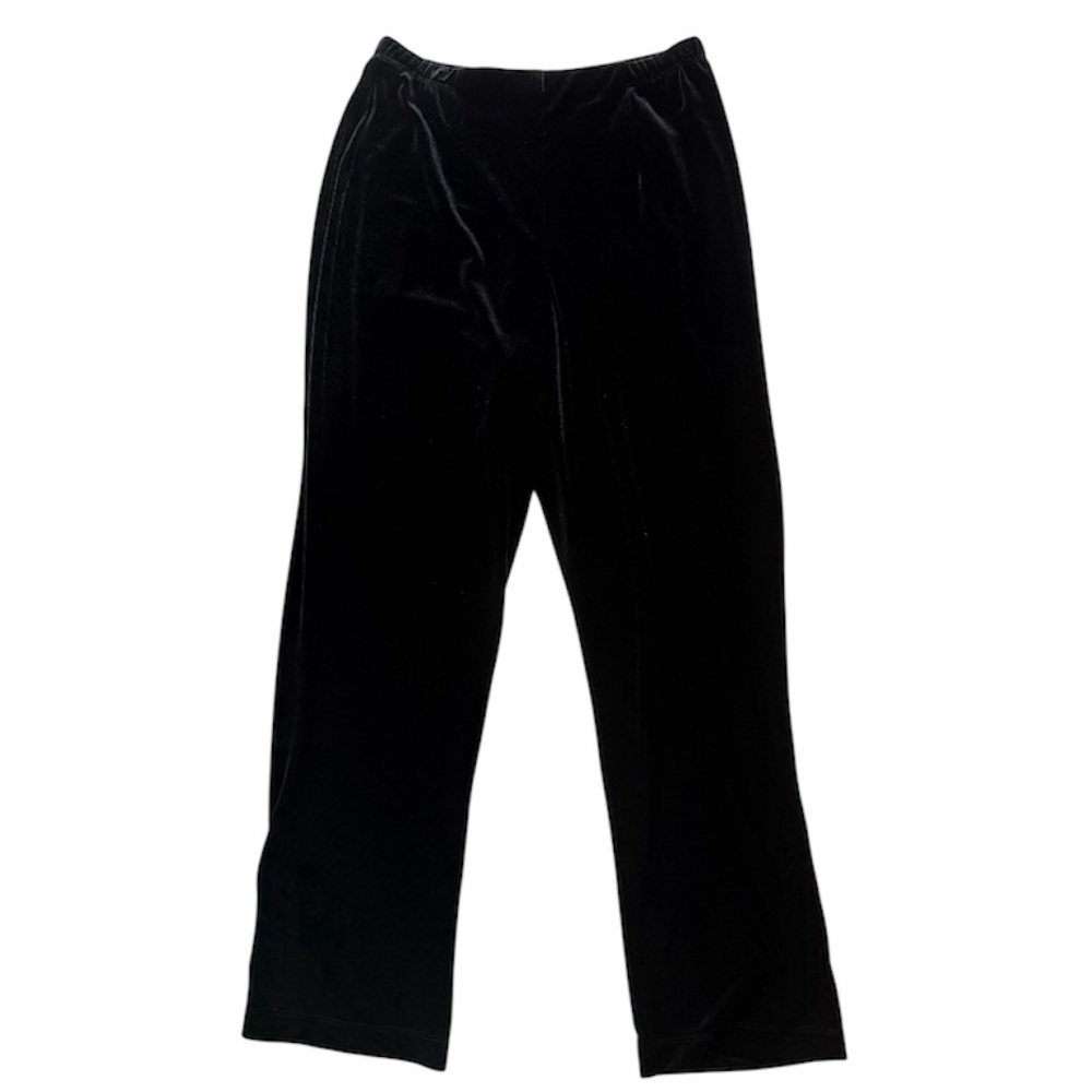 Chico’s Pants Velvet Pull On Pants Straight Leg Black Size 1 Short US 8 Short